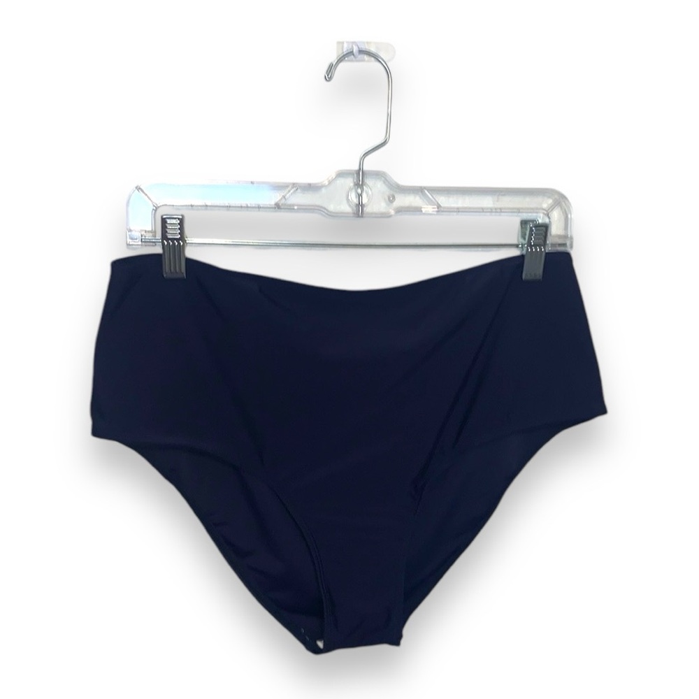 High Waisted Swimsuit Bottoms Navy Blue Classic Bikini Bottom Size Large